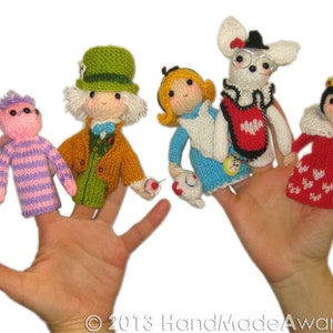 ALICE in WONDERLAND Finger Puppets Pdf Email Knit PATTERN image 4