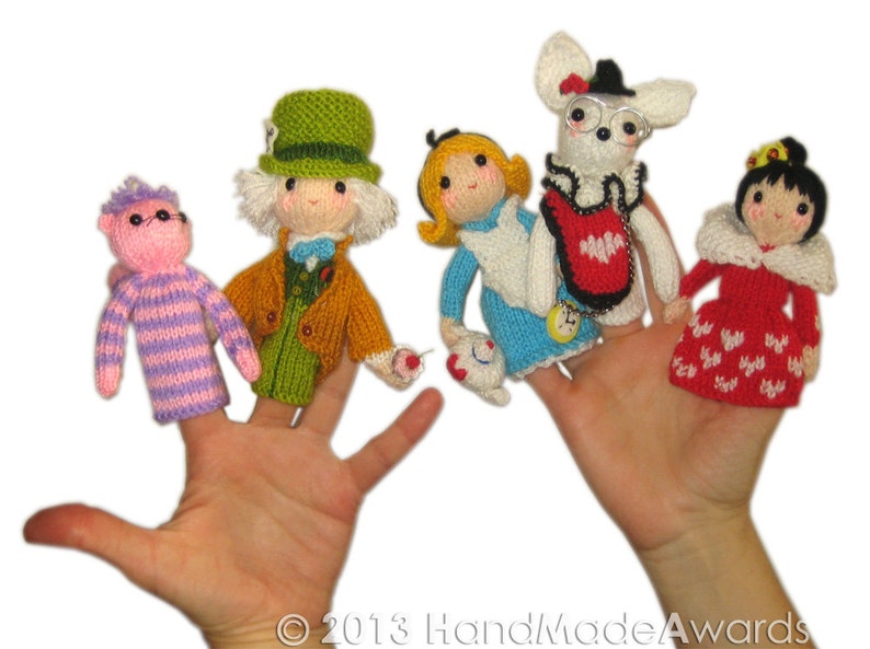 ALICE in WONDERLAND Finger Puppets Pdf Email Knit PATTERN image 4