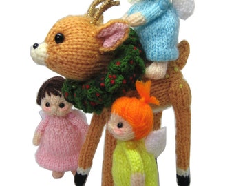 Christmas Bambi with Three Little Angels PDF Email KNIT PATTERN