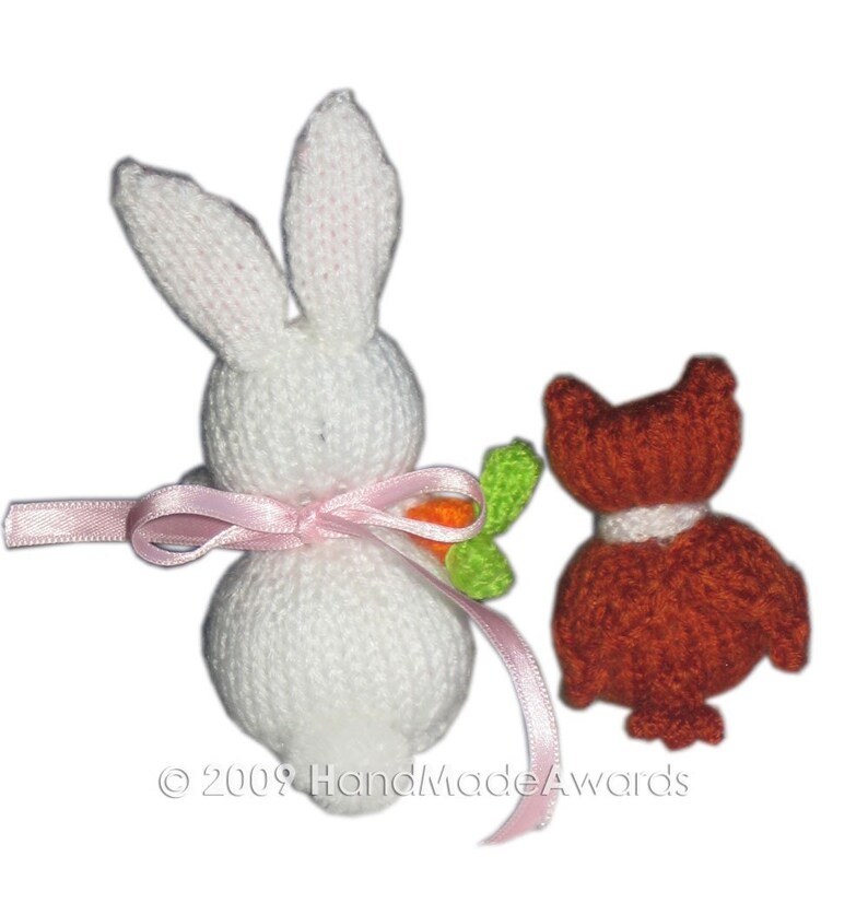 Sweet BUNNY with Carrot and Owl PDF Email Knit PATTERN image 4