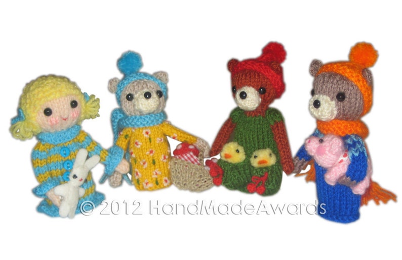 GOLDILOCKS and the Three Bears Finger PUPPETS Pdf Email Knit PATTERN image 3