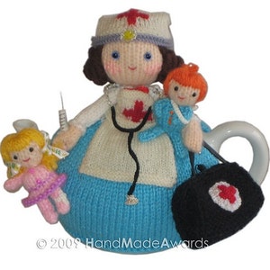 Sweet NURSE with CHILDREN Tea Cosy Email Crochet PATTERN image 3