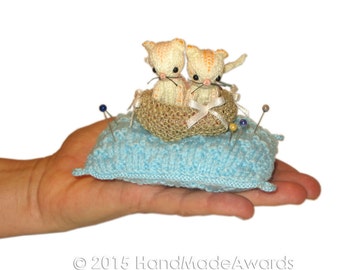 Two Little Cats Pincushion Pdf Email Knit PATTERN