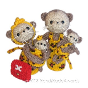 LEOPARDS Family Finger Puppets Pdf Email Knit PATTERN - Etsy
