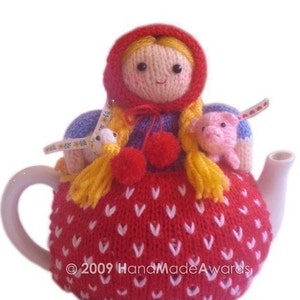 Lovely Margaret The Farmer with her Baby Pig and Little Goose Tea Cosy PDF email KNIT PATTERN image 5