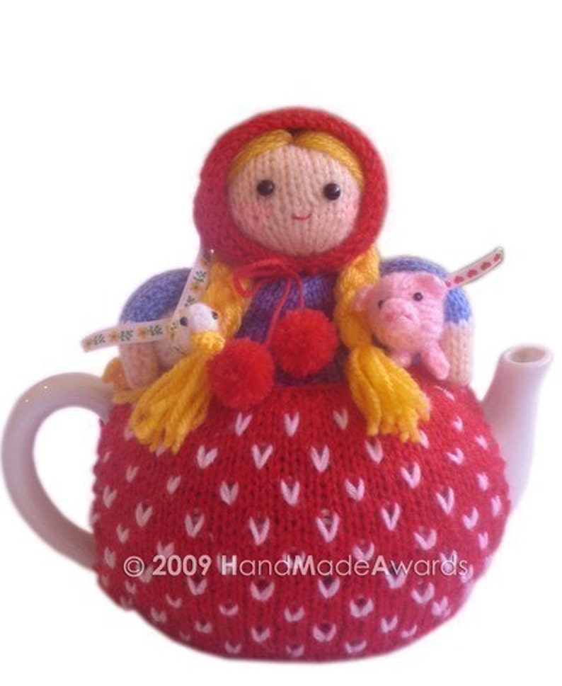 Lovely Margaret The Farmer with her Baby Pig and Little Goose Tea Cosy PDF email KNIT PATTERN image 5