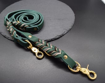 Leren hondenriem, volnerf leren gevlochten lijn, verstelbaar, duurzaam, paracord riem • CAROUZ DELIGHT