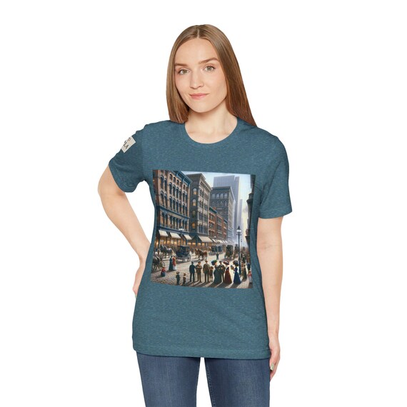 Vintage Cityscape Unisex Tee, Urban Art Shirt, Graphic Tee, Casual Style, Gift for Art Lovers, Summer Essential