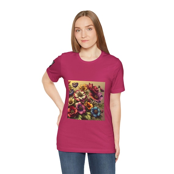 Floral Art Unisex Tee, Botanical T-Shirt, Vintage Flower Top, Gift for Nature Lovers, Spring Fashion Must-Have