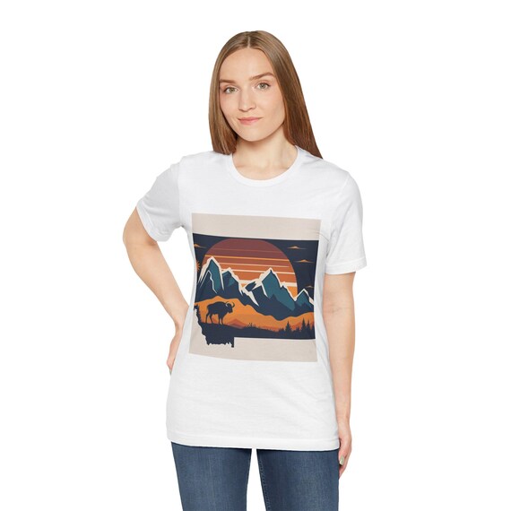 Unisex T-Shirt Mountain Sunset Graphic, Nature Lover Gift, Adventure & Outdoor Apparel, Eco-Friendly Camping Outfit