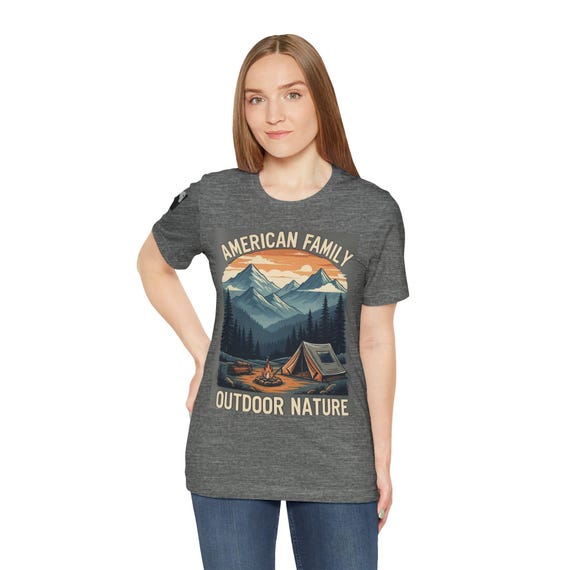 American Family Outdoor Nature Tee, Unisex Camping T-Shirt, Nature Lover Shirt, Outdoor Adventure Tee, Family Gatherings Apparel