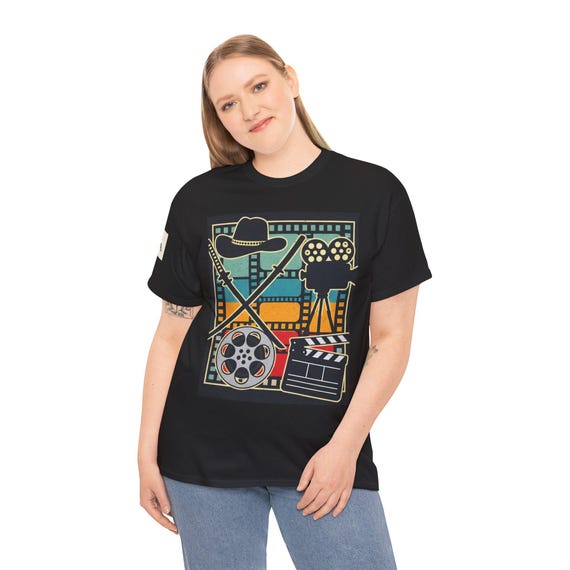 Cinema Vibes Unisex Heavy Cotton Tee, Movie Lover T-Shirt, Film Buff Gift, Vintage Style, Movie Night Apparel, Creative Expression
