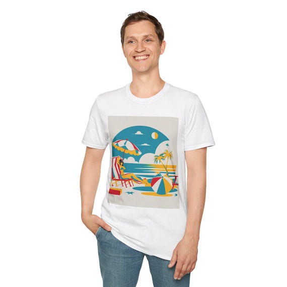 Fun graphic shirt/ Beach Graphic Shirt, Unisex Softstyle Top, Perfect for Holiday Fun