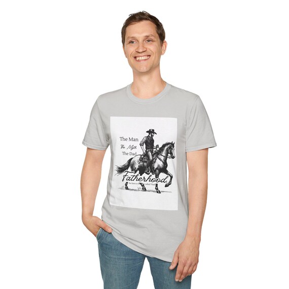 Fatherhood The Man, The Myth Unisex T-Shirt - Perfect for Dads, Father's Day Gift, Casual Wear, Family Outings, Horse Lovers