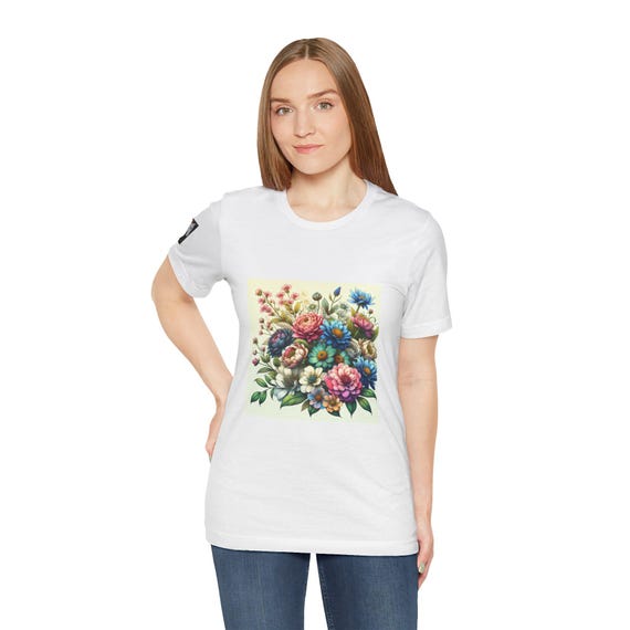 Floral Print Unisex Tee, Aesthetic Flower Shirt, Stylish Casual Wear, Summer Outfit, Gift for Garden Lovers
