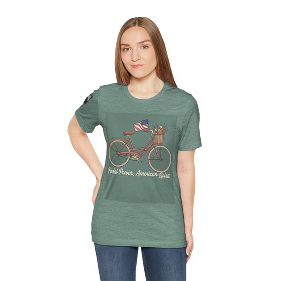 Patriotic Bicycle Tee, Unisex Jersey Short Sleeve T-shirt, Casual Wear, Gift for Cyclists, Memorial Day Apparel, Independence Day
