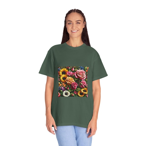 Floral Garden Unisex T-shirt, Vibrant Flower Tee, Botanical Apparel, Nature Lover Gift, Summer Style, Cute Graphic Shirt