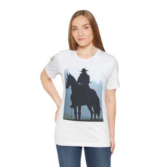 Silhouette Horse Rider Tee , Adventure Awaits, Casual Wear, Gift for Riders, Unique Graphic Tee, Outdoor Enthusiast Shirt