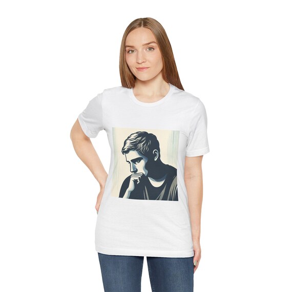 Thoughtful Reflection Unisex Tee, Casual T-Shirt, Gift for Him/Her, Art Tee, Everyday Wear, Emotional Expression