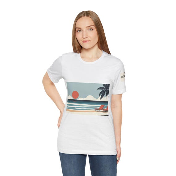 Unisex Tee, Summer Fashion,Graphic  T-Shirt, Coastal Style Casual Wear Gift, Relax Fit Vacation Top, Sunset Shirt Outdoor Apparel
