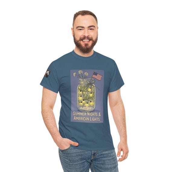 Summer Nights American Lights Tee, Unisex Cotton T-Shirt, Casual Summer Wear, Americana Shirt, Gift for Summer Celebrations, Outdoor Events