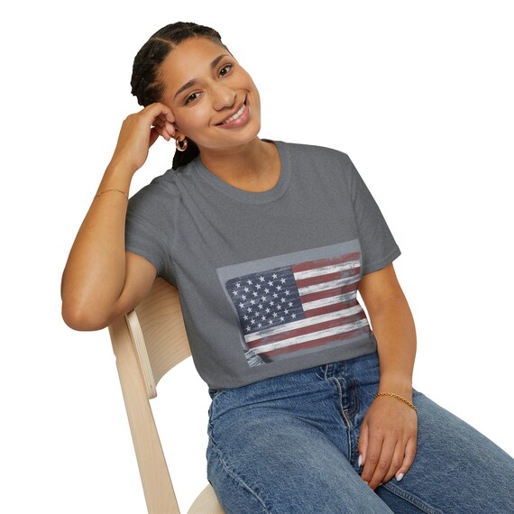 Vintage Amerika Bayraklı Tişört/ Unisex Yazlık Özgürlük Temalı Tişört/ 4 Temmuz Bağımsızlık Günü Hediyesi/ Usa Retro Giyim