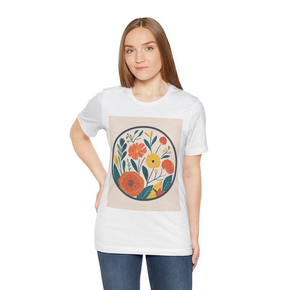 Floral Print Unisex Tee, Botanical Art Shirt, Casual Summer T-Shirt, Gift for Nature Lovers, Eco-friendly Fashion