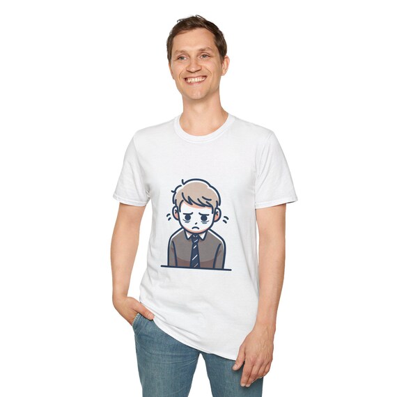 Sad Office Worker T-Shirt, Funny Work Shirt, Unisex Tee, Quirky Graphic Tee, Gifts for Co-Workers, Casual Everyday Wear