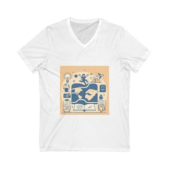 Explorer's Inspirational V-Neck Tee - Motivational Shirt for Adventurers, Travel Enthusiasts, Gift for Wanderlust, Casual Wear, Graphic Tee