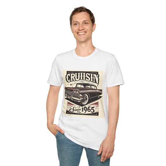 Vintage Cruisin' Car Unisex Softstyle T-Shirt | Retro Graphic Tee for Car Enthusiasts, Gift for Birthdays, Classic Car Lovers