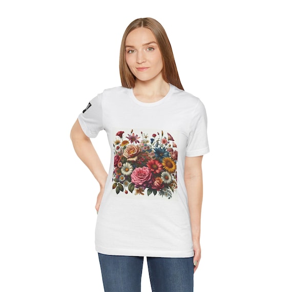 Floral Print Unisex Tee - Stylish Summer Shirt, Casual Wear, Gift for Her, Birthday Present, Flower Lover's Tee