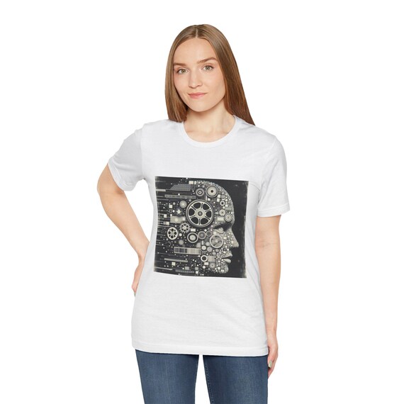 Tech-Inspired Graphic Tee, Unisex Short Sleeve T-Shirt, Geometric Art Shirt, Modern Design Top, Gift for Tech Lovers