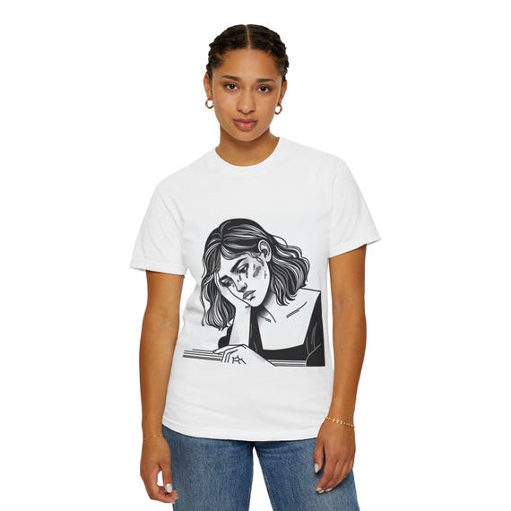 Artistic Illustration T-Shirt for Book Lovers - Inspirational Unisex Casual Tee, Unique Gift & Comfortable Apparel