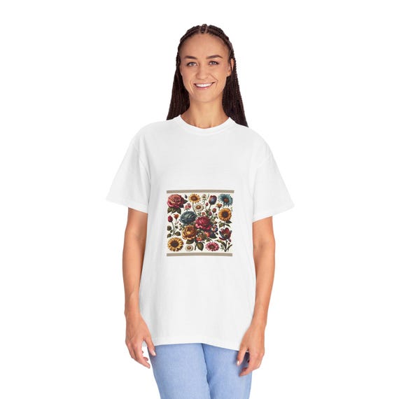 Floral Design Unisex T-shirt, Cozy Summer Tee, Vintage Style Gift, Casual Wear for Friends or Family, Perfect for Birthdays or Celebrations