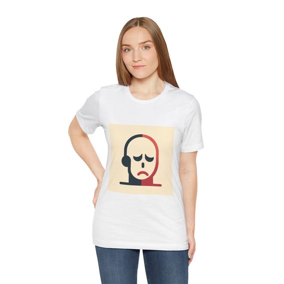 Sad Face Unisex Tee, Comfortable Graphic T-Shirt for Self-Expression, Gift for Friends, Casual Wear, Mental Health Awareness