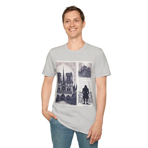Vintage Notre Dame Graphic Unisex T-Shirt, Softstyle Tee, Travel Clothing, Gift for Tourists, Architecture Lover Gift, Casual Wear