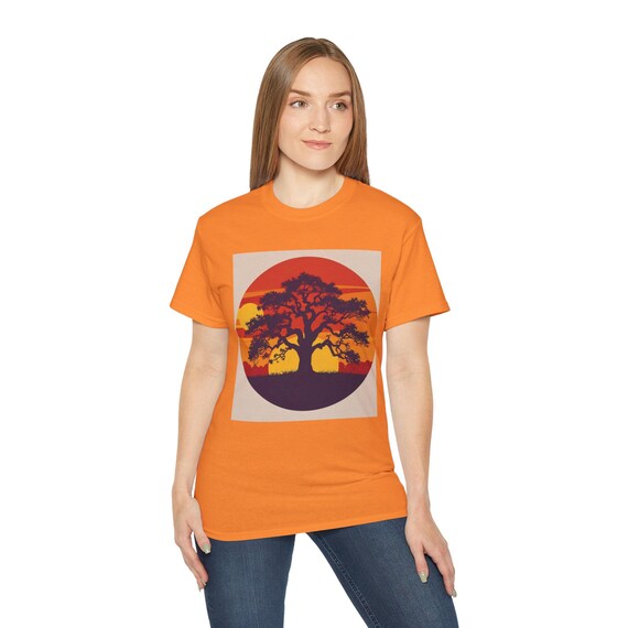 Sunset Tree Graphic Tee | Bohemian Style T-Shirt for Nature Lovers, Gifts for Her, Outdoor Adventures, Casual Wear