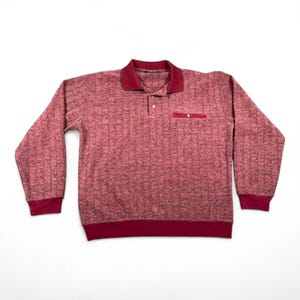 Vintage John Blair Polo Shirt Adult Large Red Textured Velour Banded Golf 90s