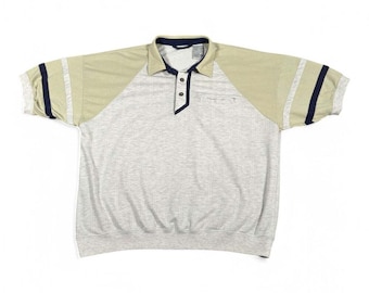 Polo vintage Envoy da adulto, taglia L, grigio, verde, blu, a blocchi di colore, stile golf anni '90.