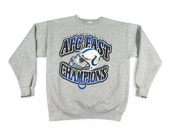 Vintage Indianapolis Colts Sweater Adult MEDIUM Gray AFC East Champions NFL 90s