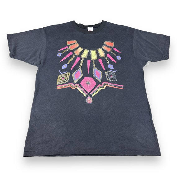 Vintage Southwest Tribal Art Shirt Adult LARGE Bl… - image 1