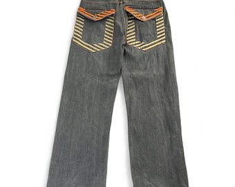 Vintage Noiz Jeans Mens 32x29 Gray Embroidered Skater Baggy Y2K Streetwear