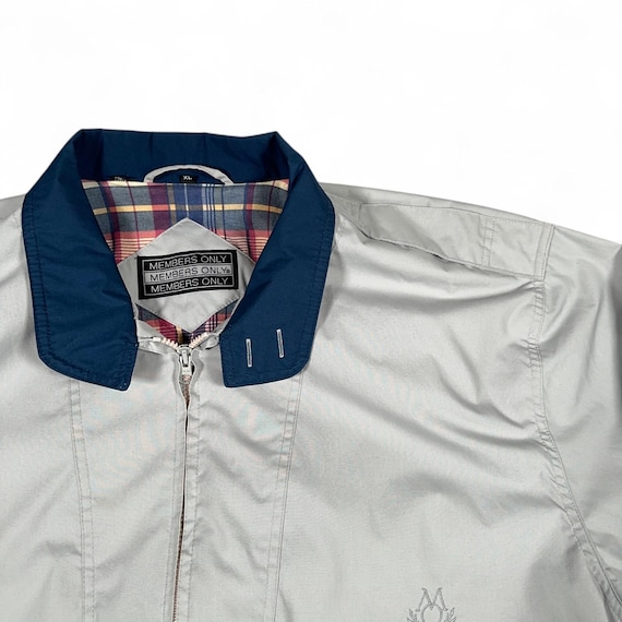 Vintage Members Only Jacket Adult EXTRA LARGE Gray Racer Bomber Plaid Lined  80s