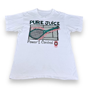 Vintage Dunlop Tennis Racquets Shirt Adult LARGE White 90s Super Long Power