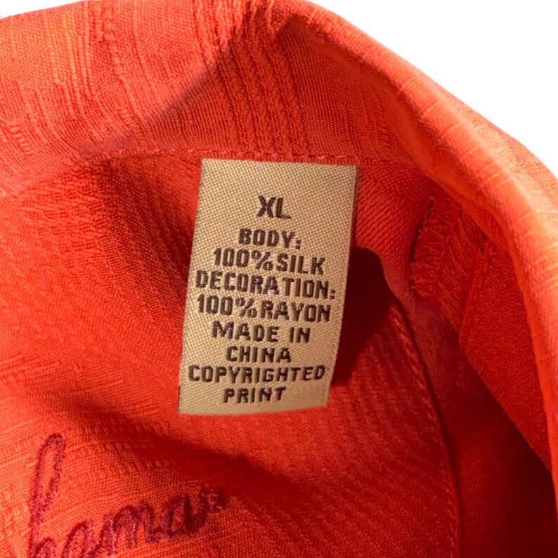 Vintage Tommy Bahama Shirt Adult EXTRA LARGE Orange Camp Silk Calypso Heat Y2K image 7