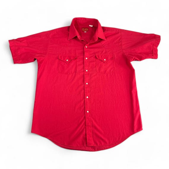 Camisa vaquera lisa para adultos, talla GRANDE, con broche de perla y rosa  roja, estilo vaquero para exteriores, años 90