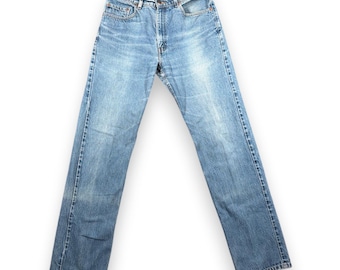 Vintage Levis 505 Jeans Mens 34x34 Blue Regular Straight Light Wash USA 90s