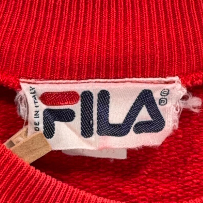 Vintage Fila Sweater Adult MEDIUM Red Blue Sweatshirt Colorblock Italy Made 80s image 6
