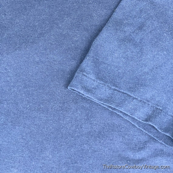 Vintage 80s Blank Shirt Adult MEDIUM Blue Hanes F… - image 3