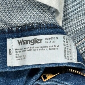 Vintage Wrangler Jeans Mens 32x33 Blue Cowboy Cut Slim Fit USA Made Western 90s image 5